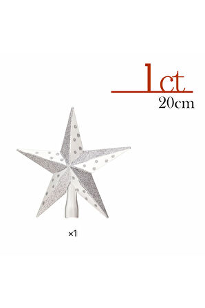 Karaca Home New Year Yılbaşı Yıldız Ağaç Başlığı Gümüş