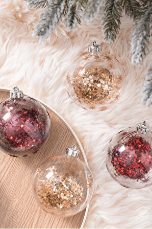Karaca Home New Year Glitter Ağaç Süsü Seti 4 Parça 8 cm