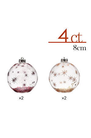 Karaca Home New Year Glitter Ağaç Süsü Seti 4 Parça 8 cm