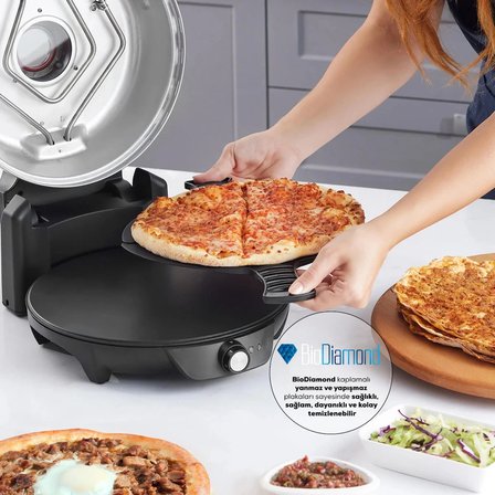 Karaca Gastro 10 in 1 Pizza Pide Lahmacun ve Tandır Ekmeği Makinesi Biodiamond Matte Black