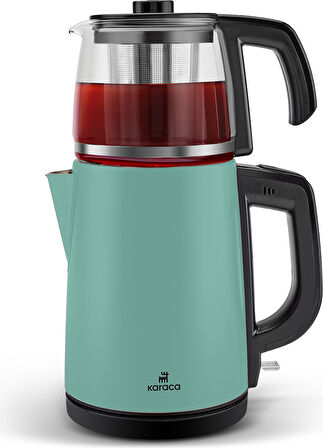 Karaca Tea Glass 2 In 1 Çelik Çay Makinesi Ve Kettle Blue Mist