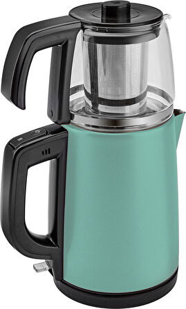 Karaca Tea Glass 2 In 1 Çelik Çay Makinesi Ve Kettle Blue Mist