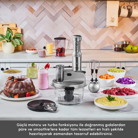 Karaca Mastermaid Prosteel 6 in 1 Uzun Blender Ayaklı 6 Bıçaklı Cam Mutfak Robotu 2500W Galaxy Grey
