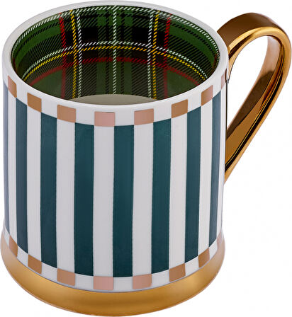 Karaca New Year Yılbaşı Yeşil Çizgili 330 ml Kupa