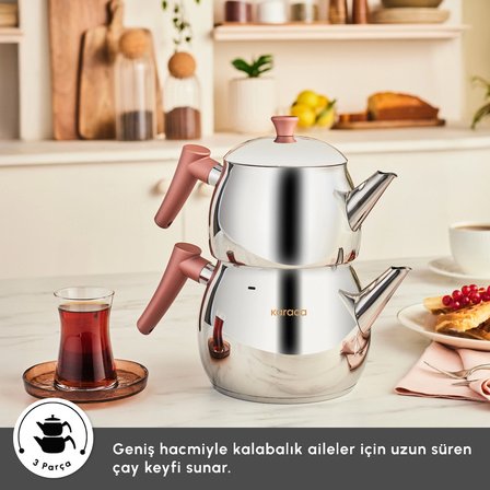 Karaca Frezya İndüksiyon Tabanlı Midi Çaydanlık Takımı Rose