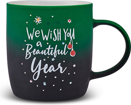 Karaca New Year Yılbaşı Yeşil 350 ml Soft Touch Kupa
