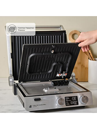Karaca Compact Steel Pro Sear and Grill Inox 2007 Izgara ve Tost Makinesi