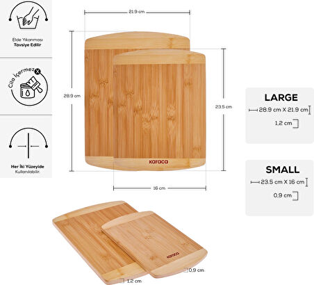Karaca Alya 2'li Bambu Kesme Tahtası