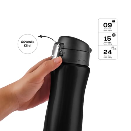 Karaca Jüpiter Sızdırmaz Çelik Termos Siyah 395 ml