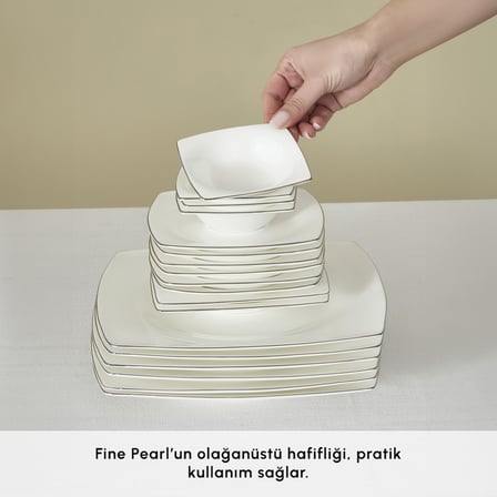 Karaca Fine Pearl Ragusa 26 Parça 6 Kişilik İnci Kahvaltı/Servis Takımı Platin