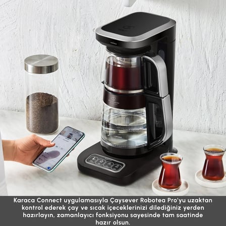 Karaca Çaysever Robotea Pro Quartz 4 in 1 Konuşan Çay Makinesi Black Chrome