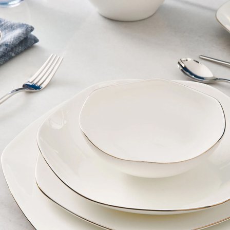Karaca Fine Pearl Extra Hexagon 58 Parça 12 Kişilik Yemek Takımı Gold