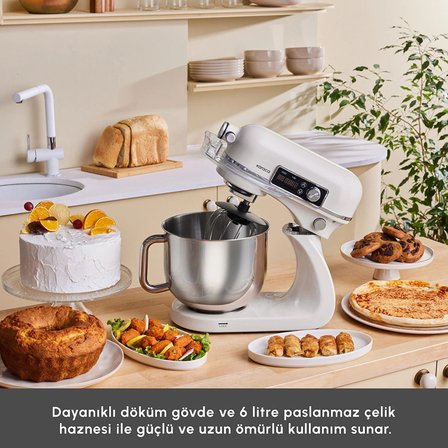 Karaca Maestro Artisan Döküm Hamur Yoğurma Makinesi Ultra Sessiz 6 Litre Krem