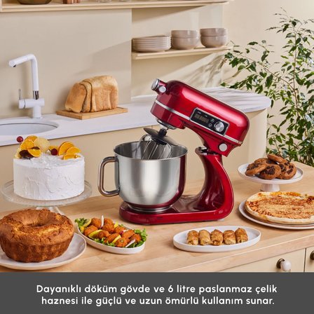 Karaca Maestro Artisan Döküm Hamur Yoğurma Makinesi Ultra Sessiz 6 Litre Kırmızı