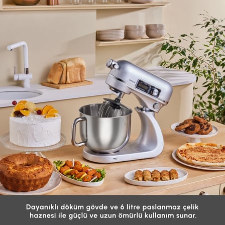 Karaca Maestro Artisan Döküm Hamur Yoğurma Makinesi Ultra Sessiz 6 Litre Silver