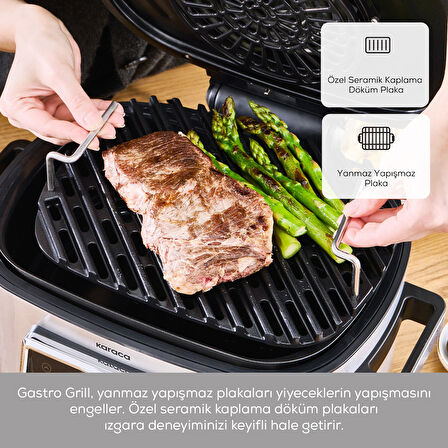 Karaca Gastro Grill 6 Kişilik Geniş Hacim Airfryer, Air Grill ve Izgara Makinesi