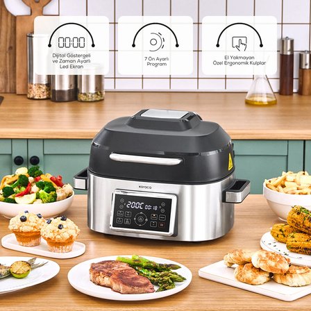 Karaca Gastro Air Grill 6 Kişilik Geniş Hacim Airfryer ve Izgara Makinesi 6L