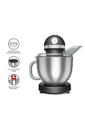 Karaca Mastermaid Chef Pro Çift Kollu Stand Mikser Cool Gray 1750 W