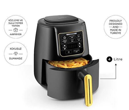 Karaca Air Pro Cook 3 in 1 XL Airfryer Black Gold