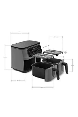 Karaca Air Pro Cook Duo Tandır XXXL 4+4 Litre Aırfryer Space Gray Black