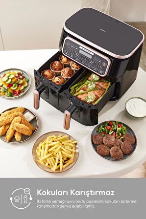 Karaca Air Pro Cook Duo Tandır XXXL 4+4 Litre Aırfryer Space Gray Black