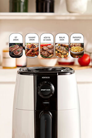 Smart Cook 60 Dakikaya Kadar Zaman Ayarlı Compact Airfryer Krem 2 Kişilik