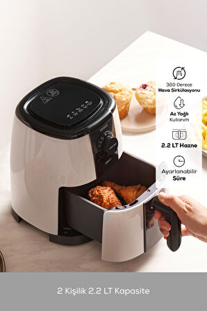 Smart Cook 60 Dakikaya Kadar Zaman Ayarlı Compact Airfryer Krem 2 Kişilik