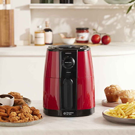 Karaca Smart Cook 60 Dakikaya Kadar Zaman Ayarlı Compact Airfryer Ruby 2 Kişilik