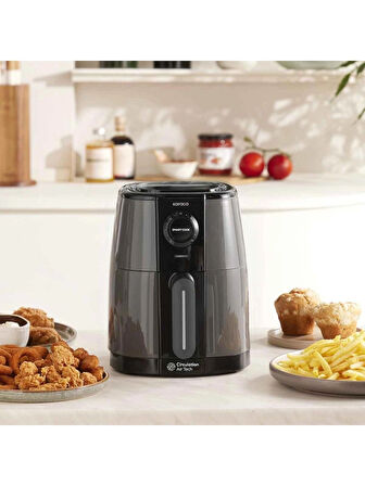 Karaca Smart Cook 60 Dakikaya Kadar Zaman Ayarlı Compact Airfryer Space Grey 2 Kişilik