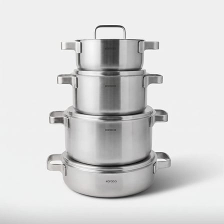 Karaca Powersteel 316+ 3Ply Onyx İndüksiyon Tabanlı Çelik 8 Parça Tencere Seti