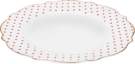 Karaca New Romantic Puantiyeli Servis Tabağı 27 cm Kırmızı