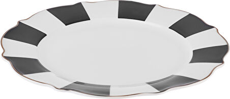 Karaca New Romantic Kalın Çizgili Pasta Tabağı 21 cm Siyah