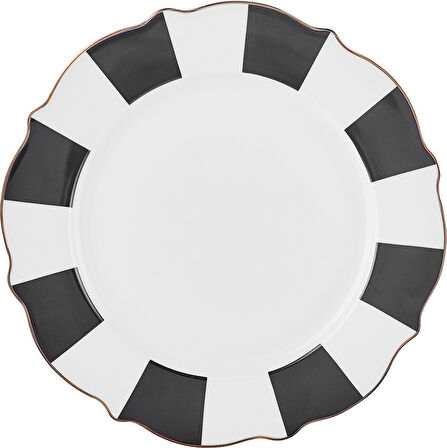 Karaca New Romantic Kalın Çizgili Pasta Tabağı 21 cm Siyah