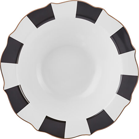 Karaca New Romantic Kalın Çizgili Kase 17 cm Siyah