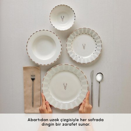 Karaca Elegance Bone Aries Metalic 24 Parça 6 Kişilik Yemek Takımı