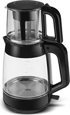 Karaca Glass Tea XL 2 in 1 Cam Çay Makinesi Shiny Black