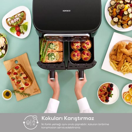 Karaca Air Pro Cook Duo Ev Yemeği XXXL Airfryer Black Copper 8L