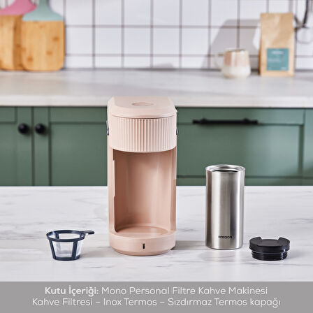 Karaca Mono Personal Filtre Kahve Makinesi ve İnox Kişisel Termos Hediyeli Beige