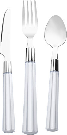 Karaca Fluca 18 Parça 6 Kişilik Yemek Çatal Kaşık Bıçak Seti Beyaz