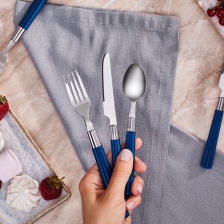 Karaca Fluca Mavi 6 Kişilik 18 Parça Kahvaltı Çatal Kaşık Bıçak Takımı