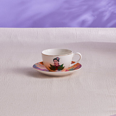Karaca Frida Çay Fincanı Ve Tabağı Turuncu 220 ml