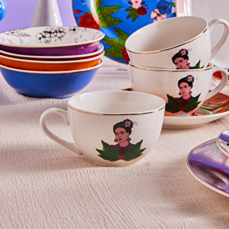 Karaca Frida Çay Fincanı Ve Tabağı Turuncu 220 ml