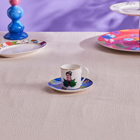 Karaca Frida Kahve Fincanı Ve Tabağı Mavi 90 ml