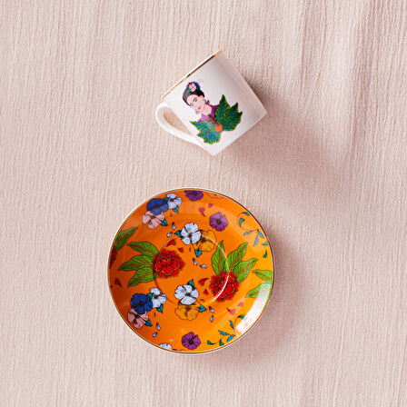 Karaca Frida Kahve Fincanı Ve Tabağı Turuncu 90 ml