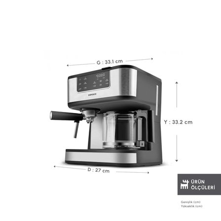 Karaca Coffee Art 2 in 1 Espresso ve Filtre Kahve Makinesi 1,5L 1800W