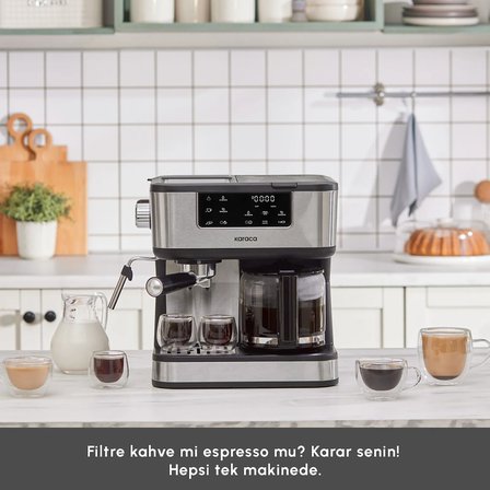 Karaca Coffee Art 2 in 1 Espresso ve Filtre Kahve Makinesi 1,5L 1800W
