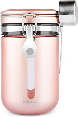 Karaca Mastermaid Kilitli Kapaklı Kaşıklı Kahve Saklama Kabı 650 Ml Rosegold
