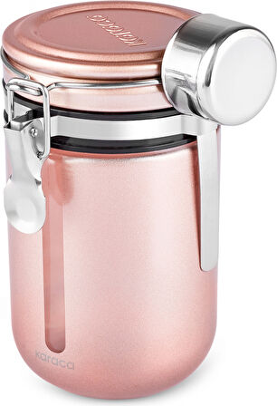 Karaca Mastermaid Kilitli Kapaklı Kaşıklı Kahve Saklama Kabı 650 Ml Rosegold