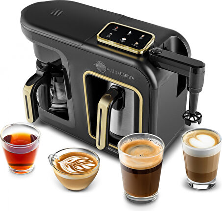 Karaca Hatır Plus Barista Steel 6 in 1 Konuşan Közde Türk Kahve Makinesi Mineral Gold