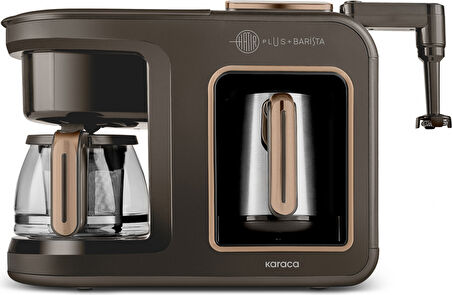 Karaca Hatır Plus Barista Steel 6 in 1 Konuşan Közde Türk Kahve Makinesi Walnut Brown